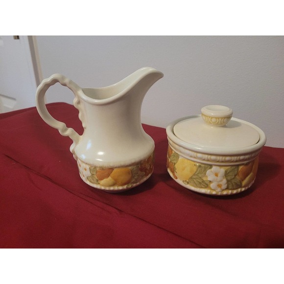vintage Vernon ware Della Robbia creamer and sugar Metlox - Picture 1 of 7
